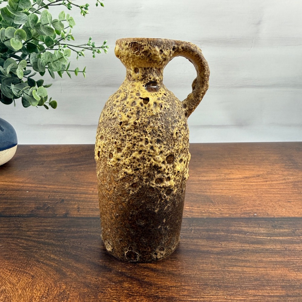 Ruscha 321/2 Fat Lava Krug Jug Vase Brown Ochre MCM West German Pottery